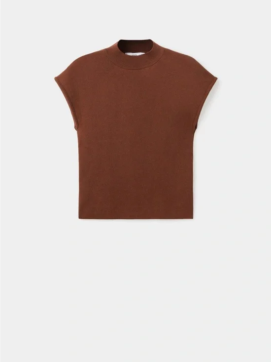 MANGO SHORT-SLEEVED FINE-KNIT SWEATER NWT size L - Picture 3 of 8